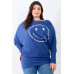 Plus Smile Front Print Flannel Dolman Sleeve Top