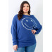 Plus Smile Front Print Flannel Dolman Sleeve Top