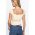Short Sleeve Front Tie Ruched Detail Woven Top
