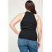 Plus Size, Solid Ribbed Knit Polo Sleeveless Top