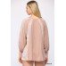 Solid Crinkle And Print Mix Raglan Sleeve Top With Tassel Tie