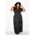 Puff Sleeve Maxi Dress With Lace Insert