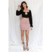 Black Satin Effect Cut-out Bustier Detail Balloon Long Sleeve Crop Top