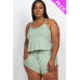Plus Ribbed Strappy Top And Shorts Set