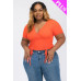 Plus Ribbed Ruched Drawstring Surplice Top