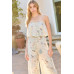 Tube Top With Tier Ruffle Waist Elastic Bottom Lace Trim Jumpsuit