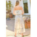 Tube Top With Tier Ruffle Waist Elastic Bottom Lace Trim Jumpsuit