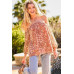 Strap Halter Neck Balloon Sleeve Floral Print Top