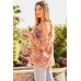 Strap Halter Neck Balloon Sleeve Floral Print Top