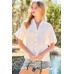Collar Neck Button Down Sides Slit Oversized Solid Shirt Top