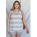 Plus Stripe Knit Sleeveless Top & Short Set