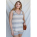 Plus Stripe Knit Sleeveless Top & Short Set