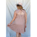 Plus Apricot Textured Ruffle Hem Open Back With Self-tie Detail Mini Dress