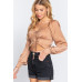 Long Sleeve Sweetheart Neck Front Ribbon Tie Detail Woven Top