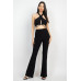 Solid Halter Top And Elastic Leggings Set