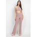 Solid Halter Top And Elastic Leggings Set
