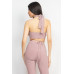 Solid Halter Top And Elastic Leggings Set