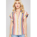 A Woven Shirt In Multicolor Striped With Collared Neckline