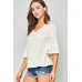 A Knit Top With Deep V Neckline And Yoke Design