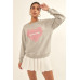 Vintage-style Heart Graphic Print French Terry Knit Sweatshirt
