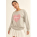 Vintage-style Heart Graphic Print French Terry Knit Sweatshirt