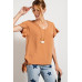 V Neckline Wing Sleeves Woven Top