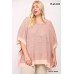 Light Knit And Woven Mixed Boxy Top With Poncho Sleeve