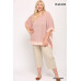 Light Knit And Woven Mixed Boxy Top With Poncho Sleeve