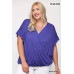 Solid Viscose Knit Surplice Top With Ruffle Sleeve