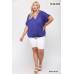 Solid Viscose Knit Surplice Top With Ruffle Sleeve