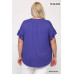 Solid Viscose Knit Surplice Top With Ruffle Sleeve