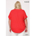 Solid Viscose Knit Surplice Top With Ruffle Sleeve