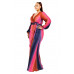 Plus Gradient Stripe 2 Piece Maxi Skirt Set