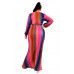 Plus Gradient Stripe 2 Piece Maxi Skirt Set