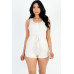 Sleeveless Drawstring Waist Button Tank Romper