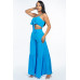 Solid Tie Front Spaghetti Strap Tank Top And Tiered Wide Leg Pants Two Piece Set