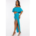 Solid Ity Off The Shoulder Ruffled Cropped Top And Ruched Maxi Skirt Two Piece Set