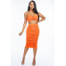 Solid Ruched Spaghetti Strap Tank Top And Midi Skirt Two Piece Set