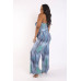 Printed Tube Jumpsuit With Self Belt