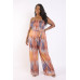 Printed Tube Jumpsuit With Self Belt