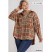 Plaid Collar Button Down Overshirt With Front Pockets