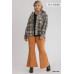 Plaid Collar Button Down Overshirt With Front Pockets