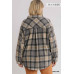Plaid Collar Button Down Overshirt With Front Pockets