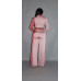 Colorblock Crop Blazer With Matching Low Rise Wide Leg Pant Set With Pockets