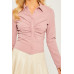 Woven Solid Ruched Front Long Sleeve