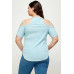 Plus Size, Solid Ribbed Cold Shoulder Top