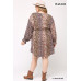 Print Mixed Dolman Sleeve Dress With Side Pockets