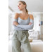 Heather Grey Ribbed Off-the-shoulder Long Sleeve Bodysuit