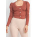 Geometric Cami Puff Sleeves Blazer Top Set