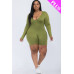 Plus V-neck Long Sleeve Bodycon Romper